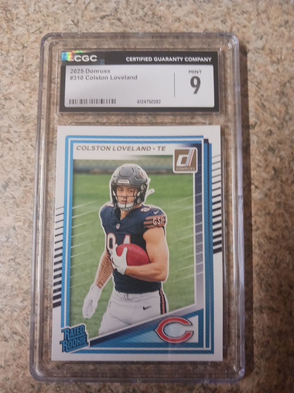 2025 Donruss Colston Loveland Rookie Card - Chicago Blue/White CGC MINT 9